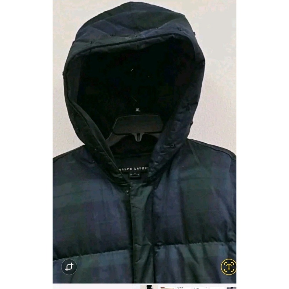 Ralph Lauren Plaid Women's Size 4 Hooded Long Maxi Down Puffer Coat Warm Winter